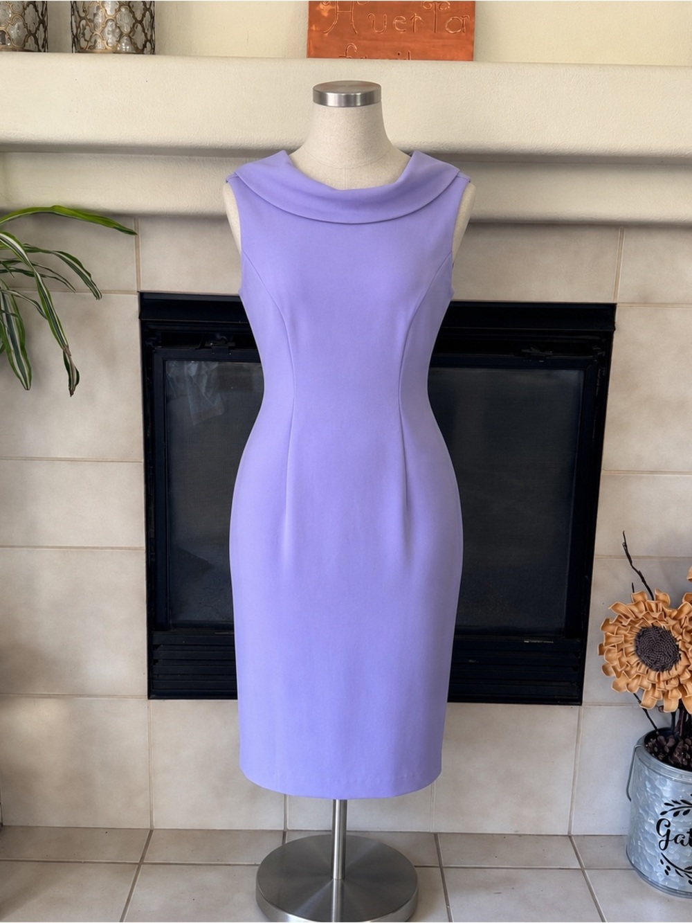 Lavender Connected Apparel- Cowl-Neck Midi Sheath Dress